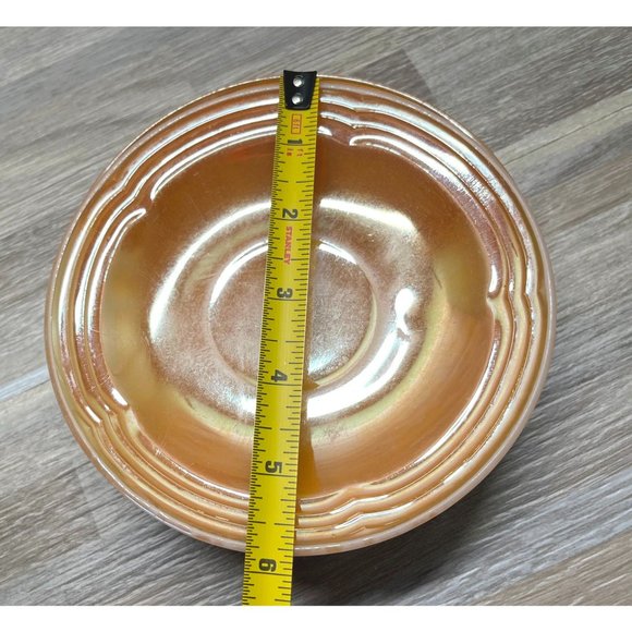 Vintage Fire King Iridescent 3 Bands Peach Lustre Saucers Lot of 4 - Picture 11 of 11